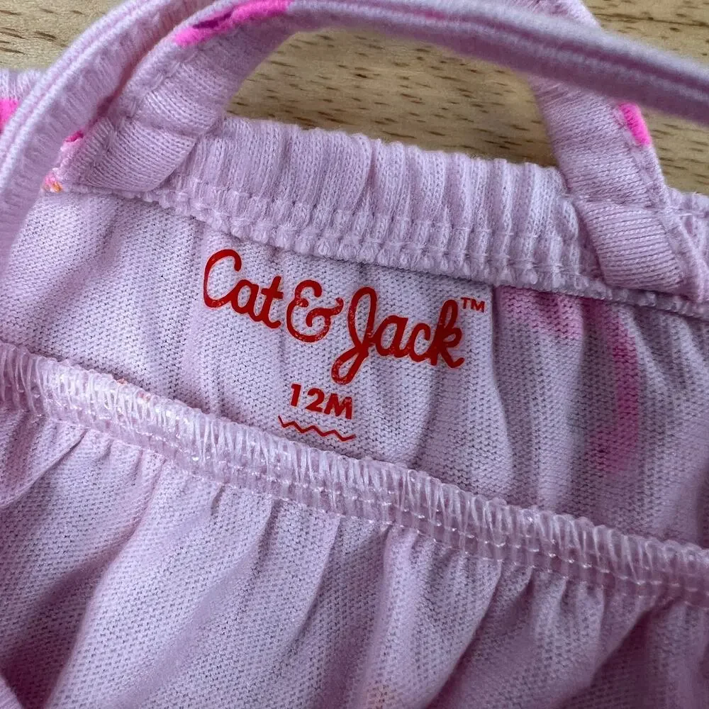 Cat & Jack Toddler Girls' Flamingo Tiered Knit Tank Dress - Size 12M- NWT